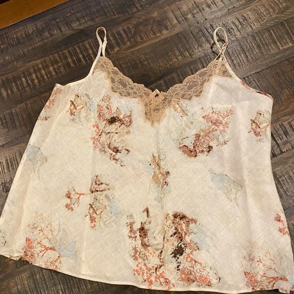 Soma Linen Floral Camisole NWT Cami Chico’s Size 3 Asian Print Kyoto Sky XL 16 - Picture 2 of 6